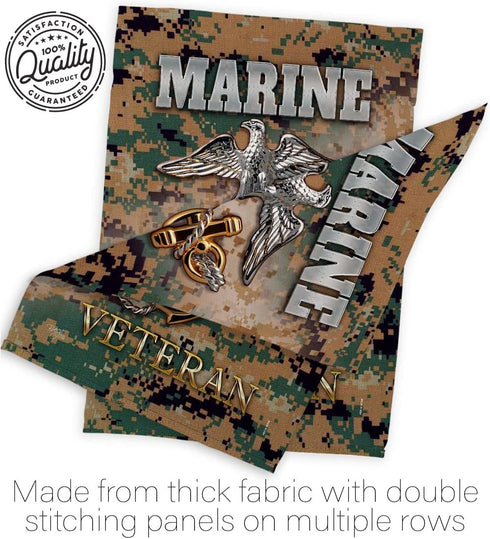 US Marine Veteran Garden Flag - Armed Forces Corps USMC Semper Fi United State American Military Retire Official - House Decoration Banner Small Y...